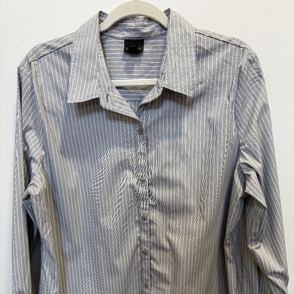 Gray Button Up with White Pinstripe - Picture 1 of 3